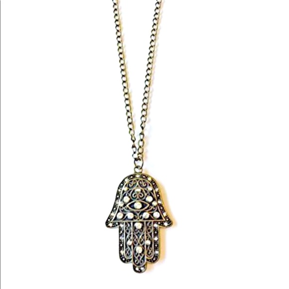 NatureAngels Jewelry - Hamsa Hand Brass Pendant Necklace Spiritual NWT